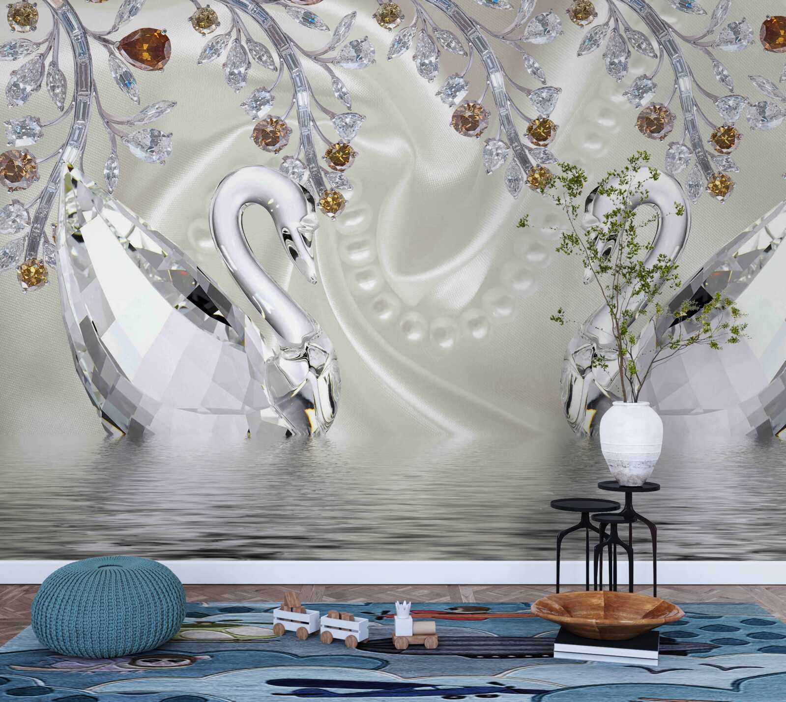 Papier peint Cygnes en verre