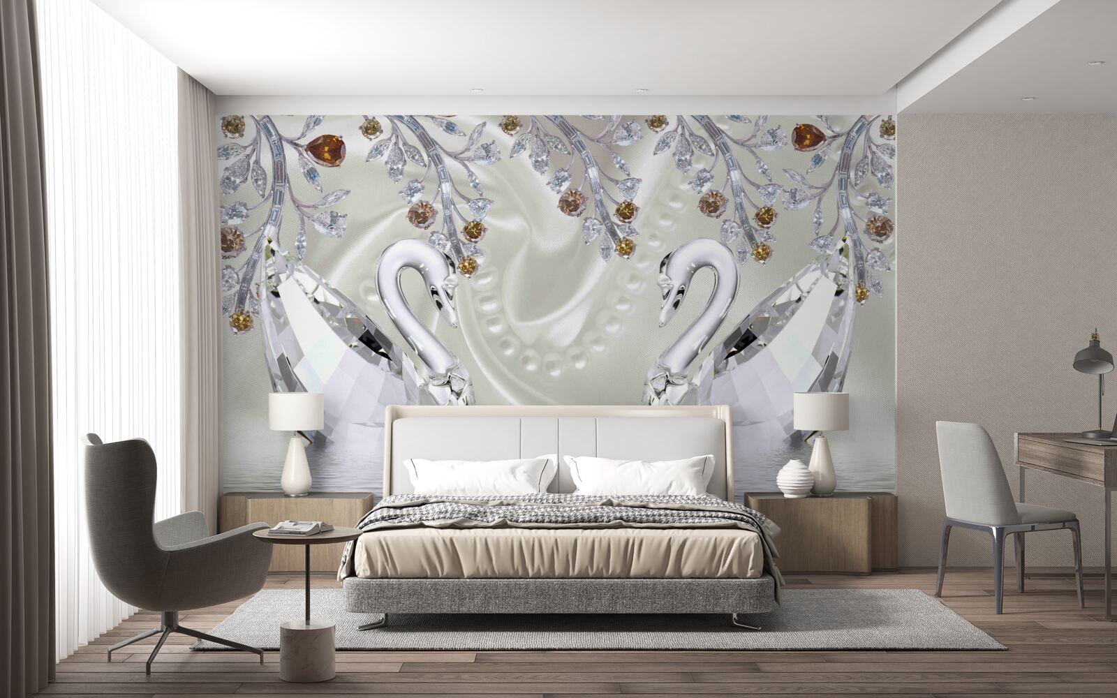 Papier peint Cygnes en verre