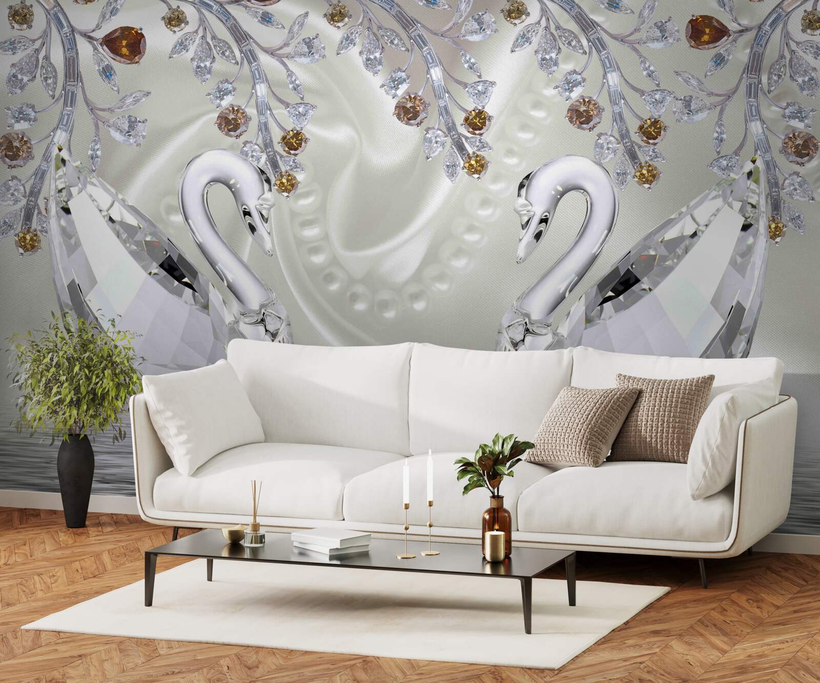 Papier peint Cygnes en verre