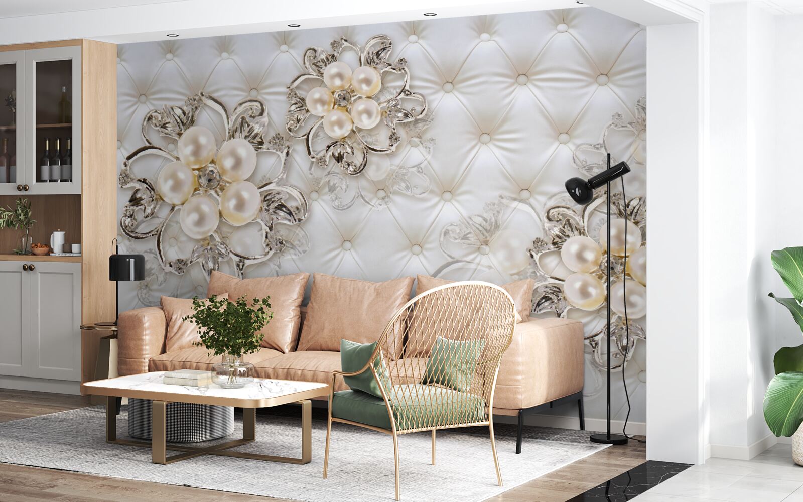 Papier peint tapisserie d'ameublement avec motif floral