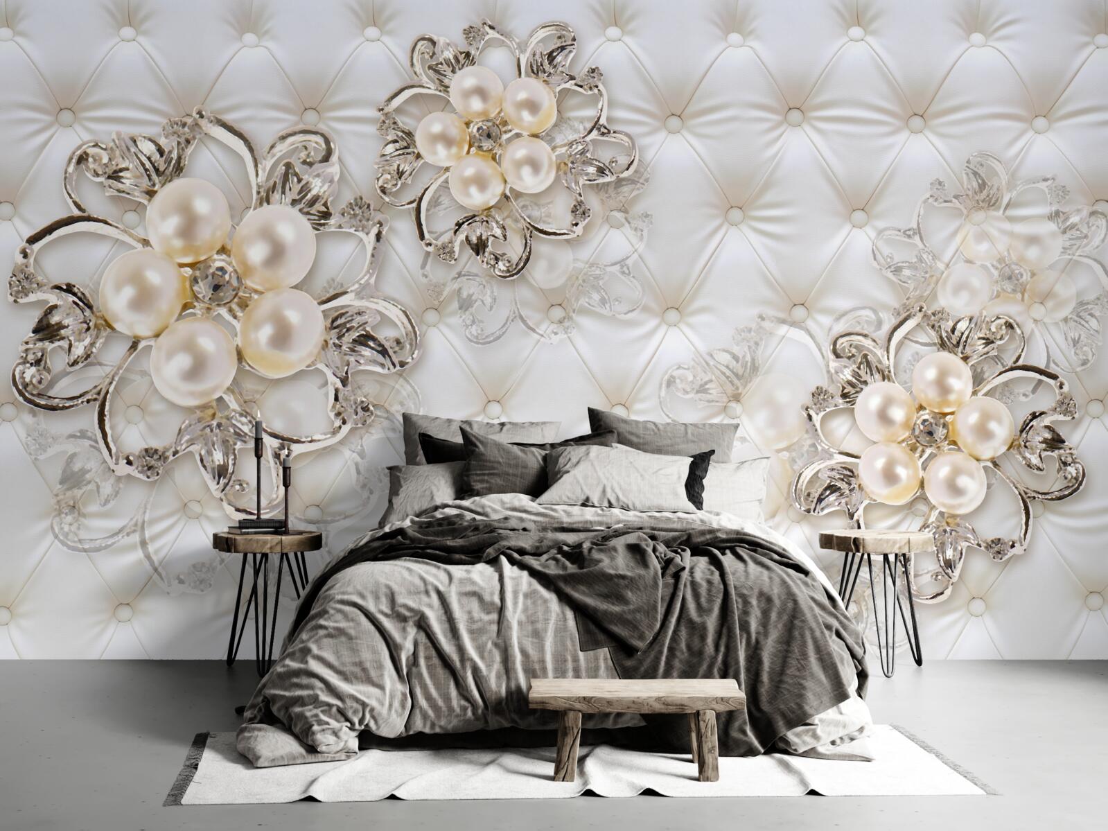 Papier peint tapisserie d'ameublement avec motif floral