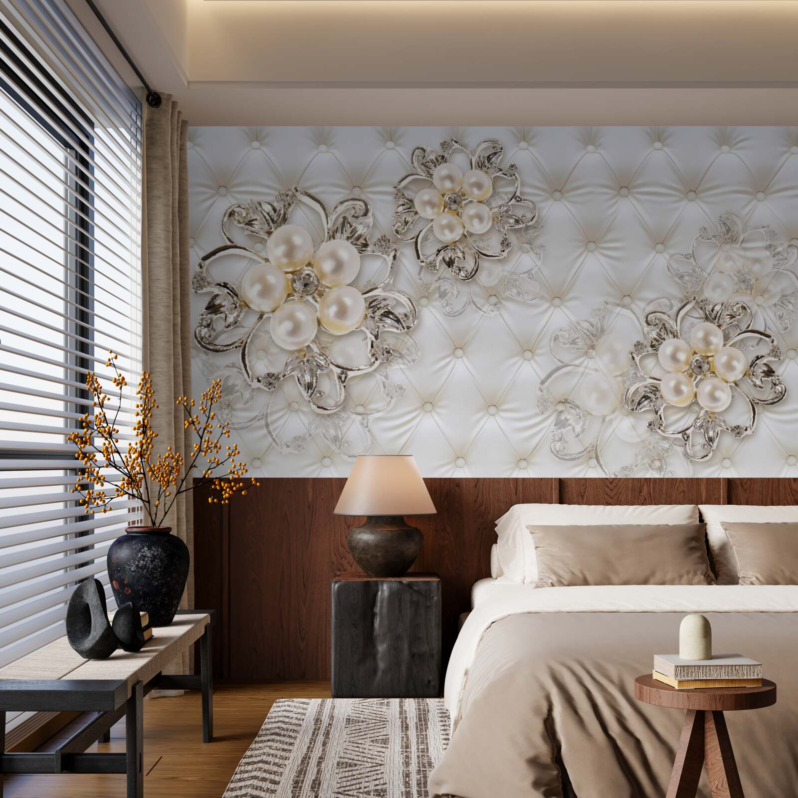 Papier peint tapisserie d'ameublement avec motif floral