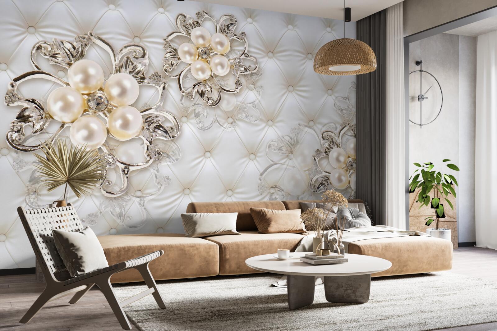 Papier peint tapisserie d'ameublement avec motif floral