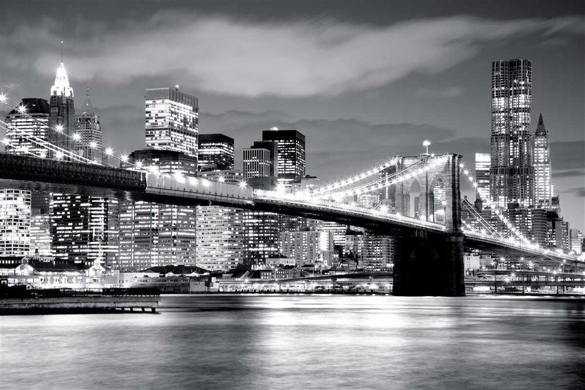 Papier peint new york en noir et blanc