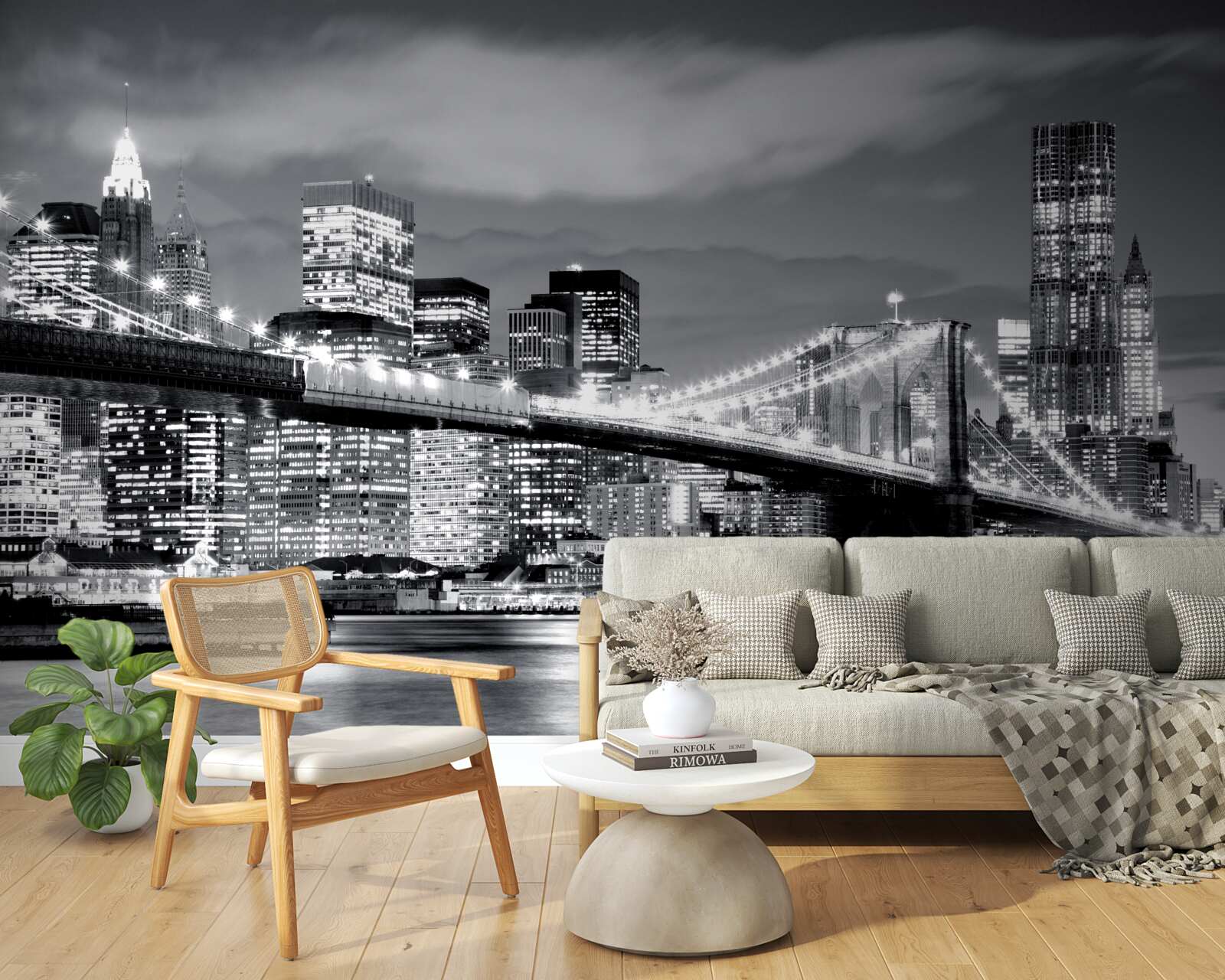 Papier peint new york en noir et blanc