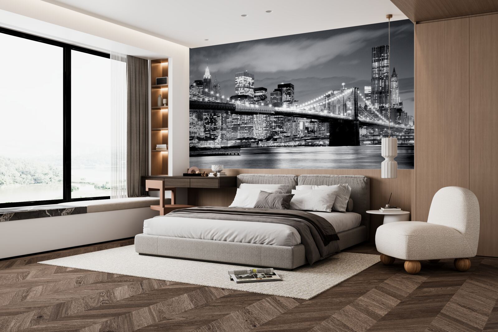 Papier peint new york en noir et blanc