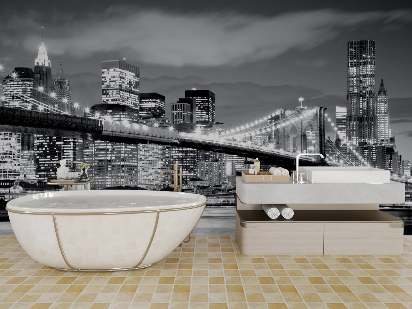 Papier peint new york en noir et blanc