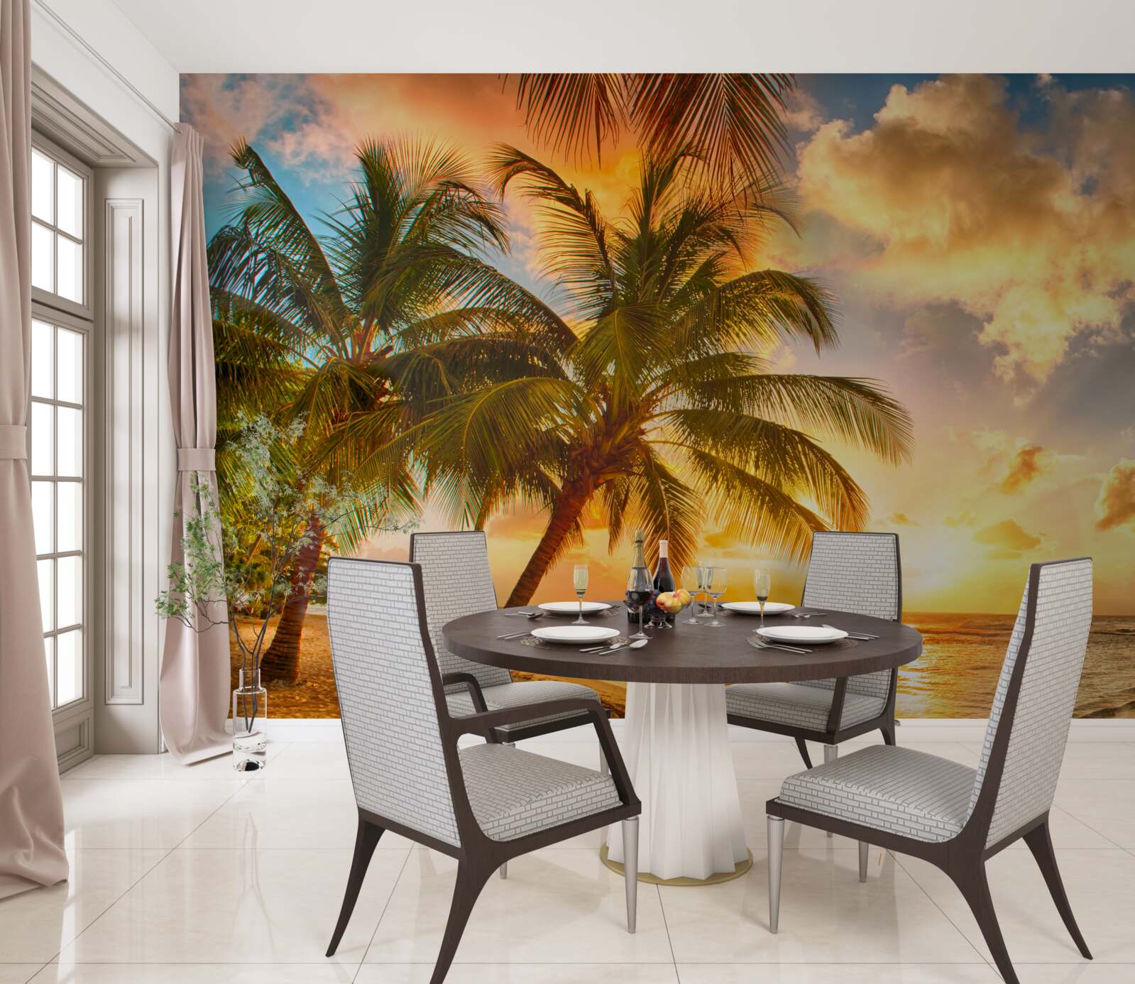 Papier peint le soleil se couche sur l'océan