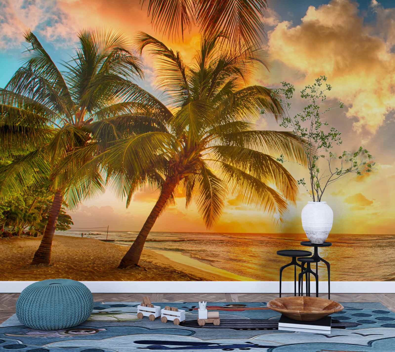 Papier peint le soleil se couche sur l'océan