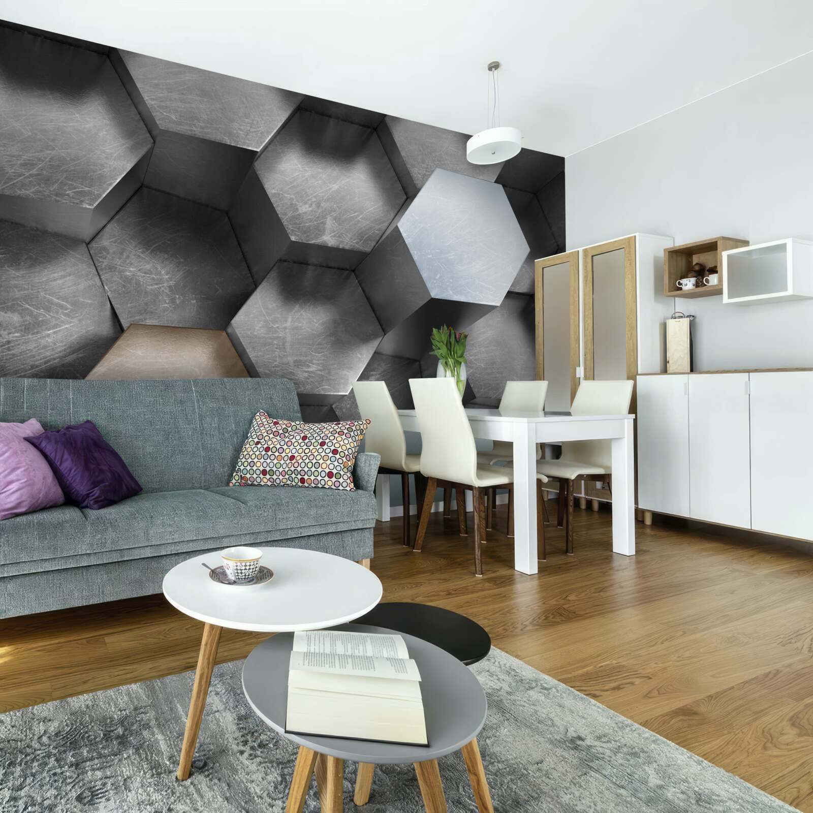 Papier peint des hexagones de grand volume