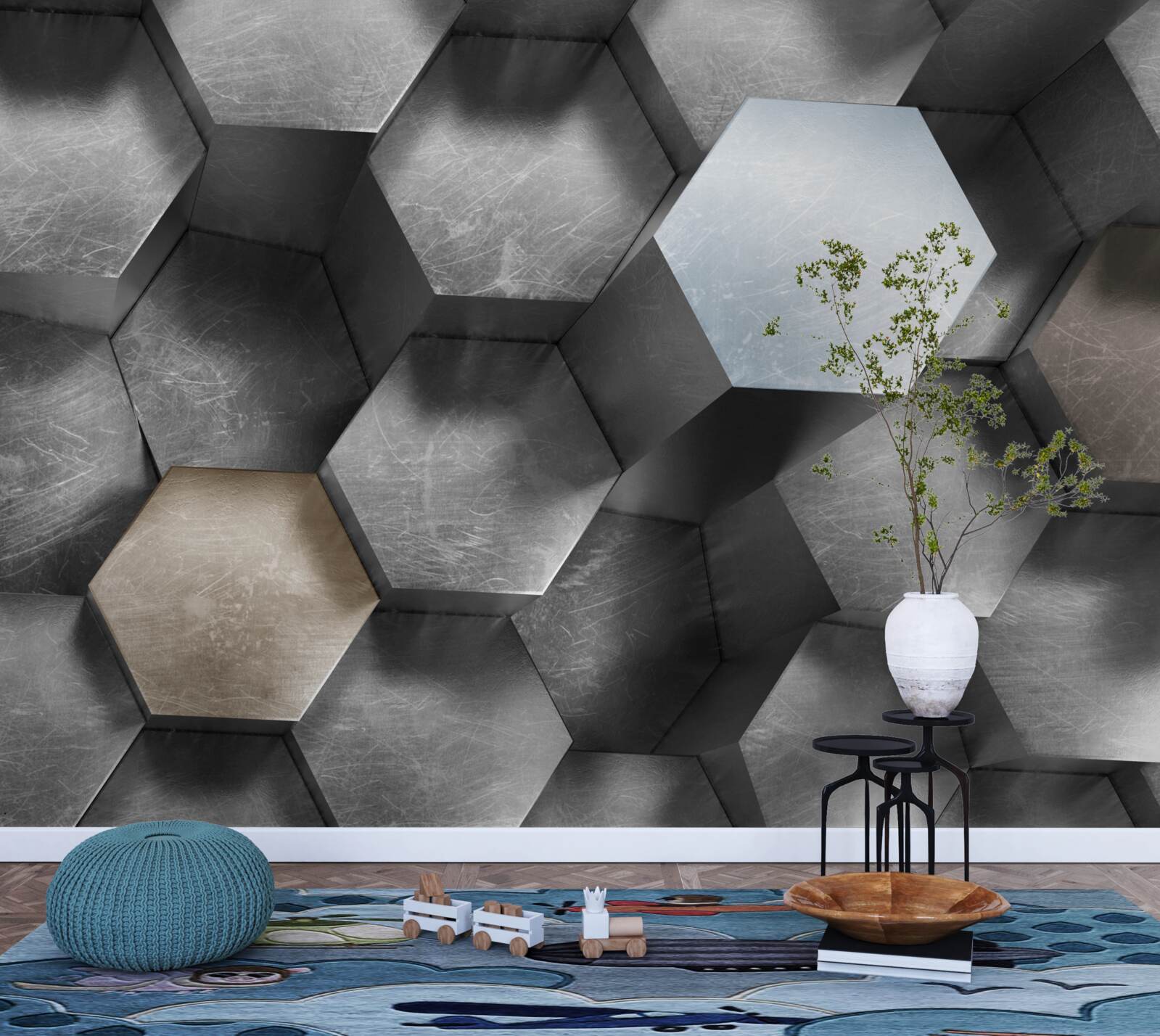 Papier peint des hexagones de grand volume