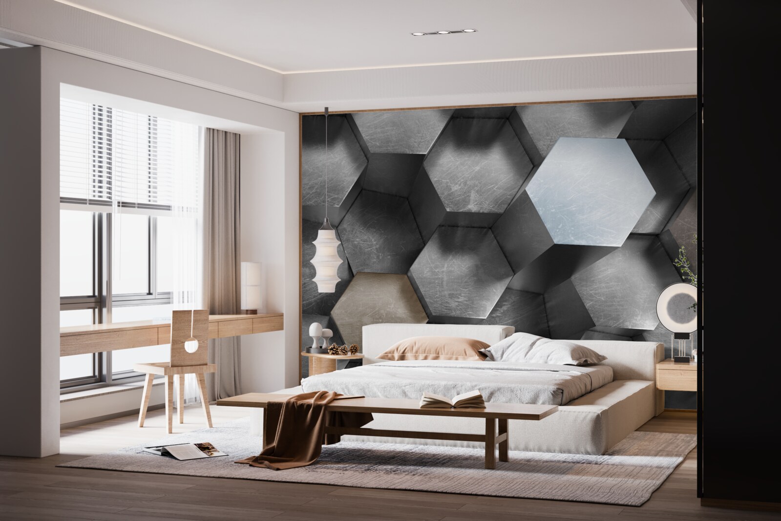 Papier peint des hexagones de grand volume