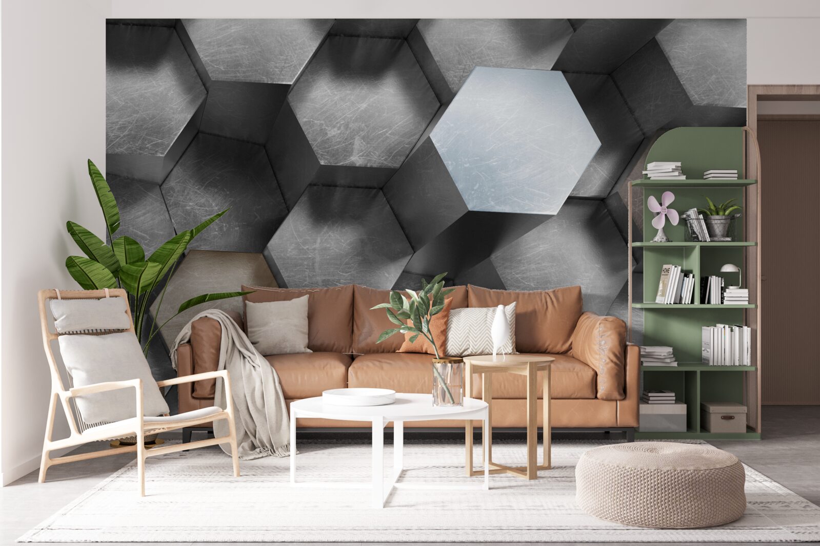 Papier peint des hexagones de grand volume