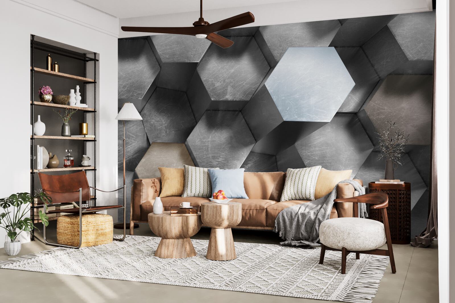 Papier peint des hexagones de grand volume