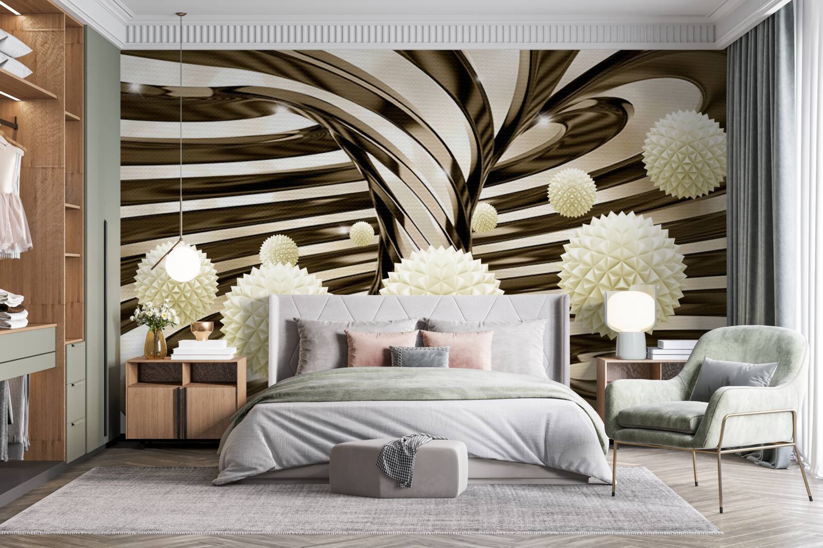 Papier peint sphères dans l'univers