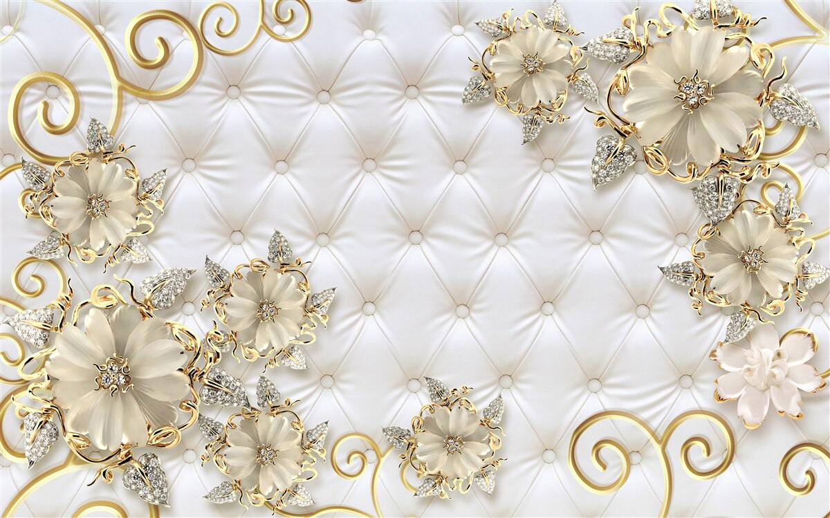 Papier peint de belles fleurs dorées