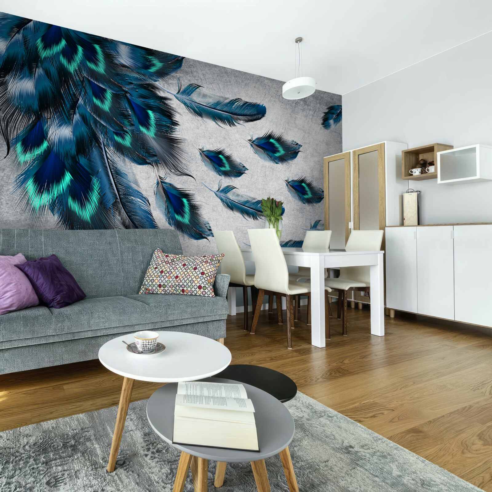 Papier peint panaches verts