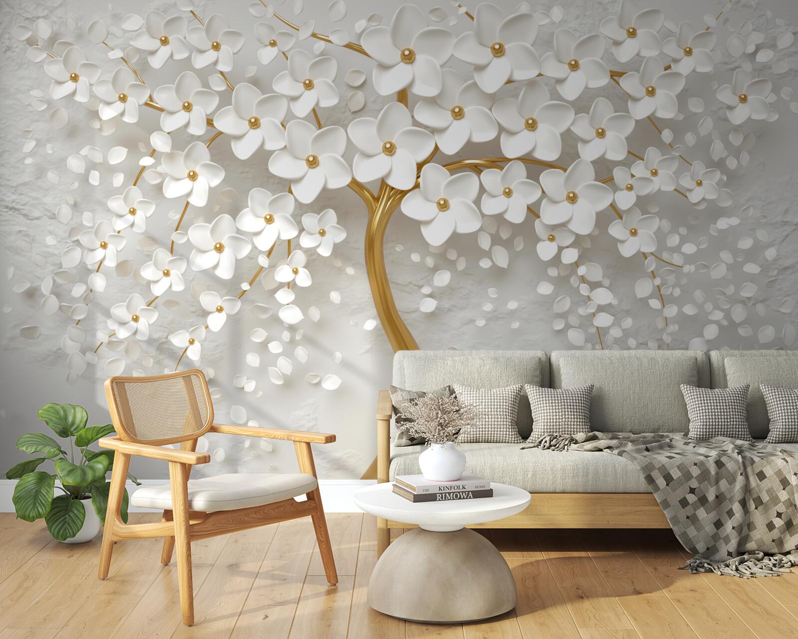 Papier peint arbre blanc