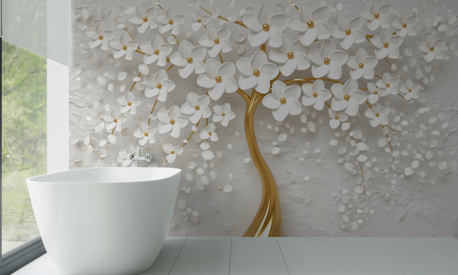 Papier peint arbre blanc