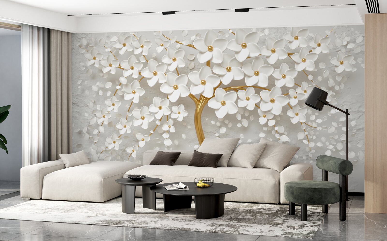 Papier peint arbre blanc