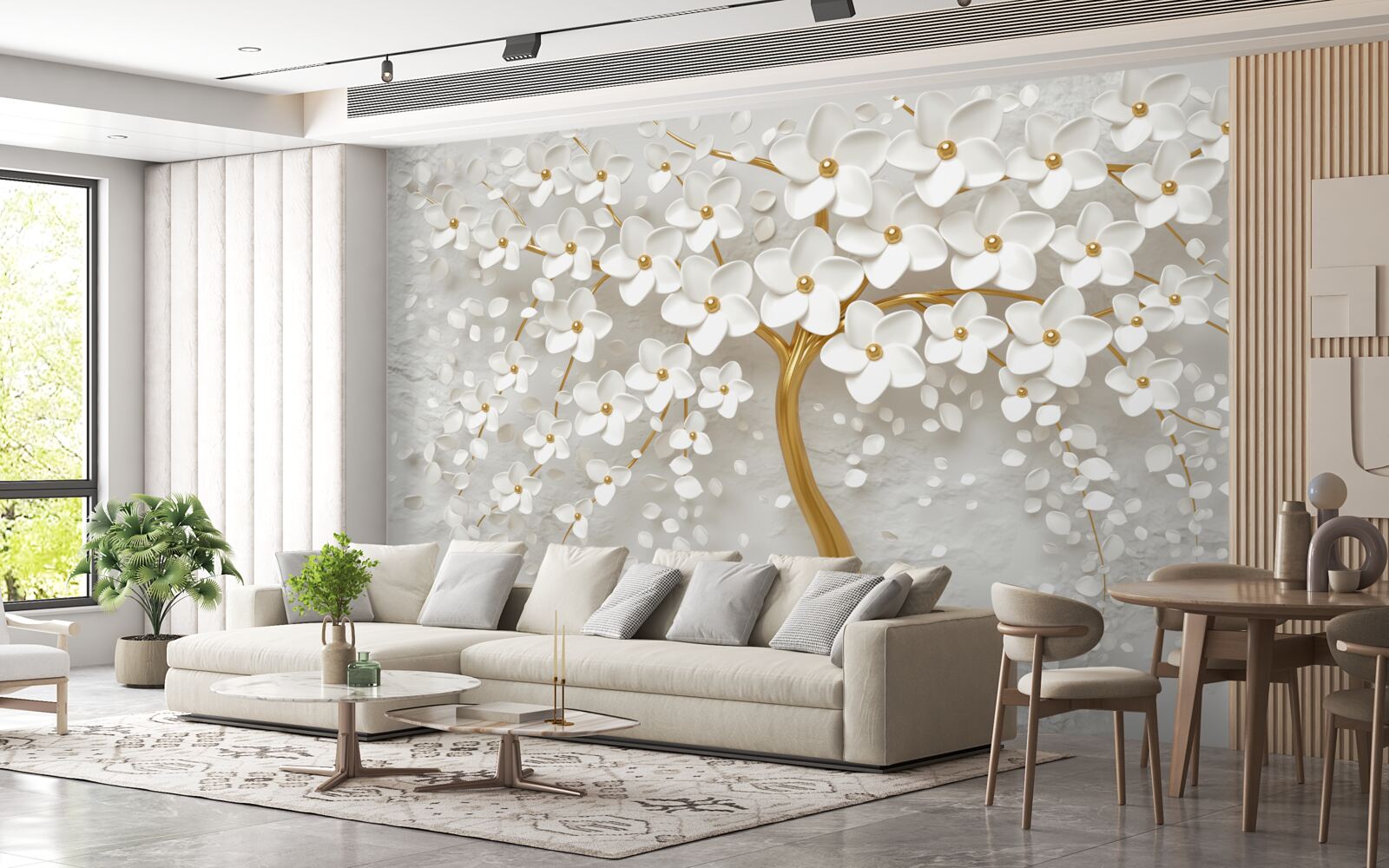 Papier peint arbre blanc