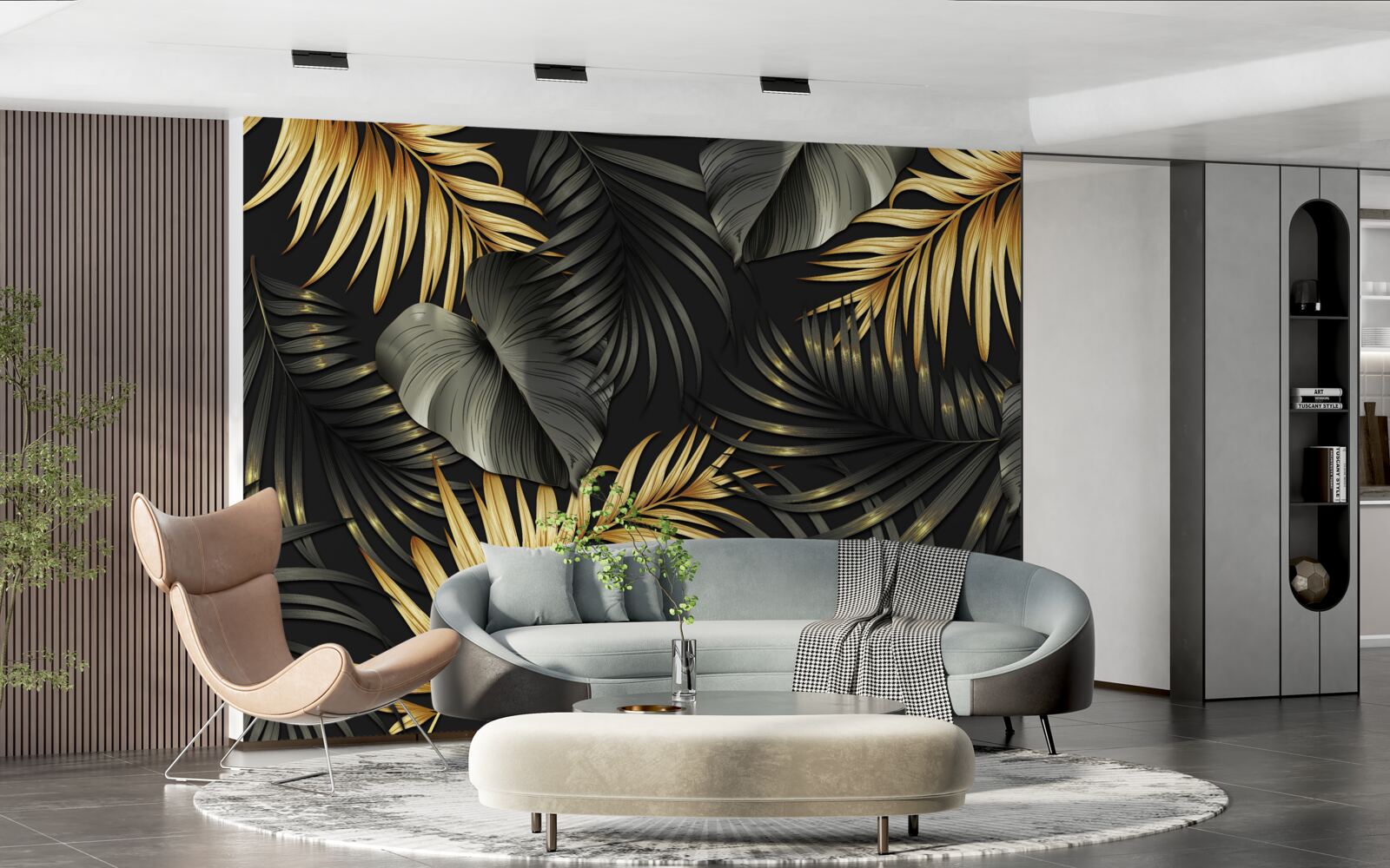 Papier peint des branches parsemées de feuilles vertes