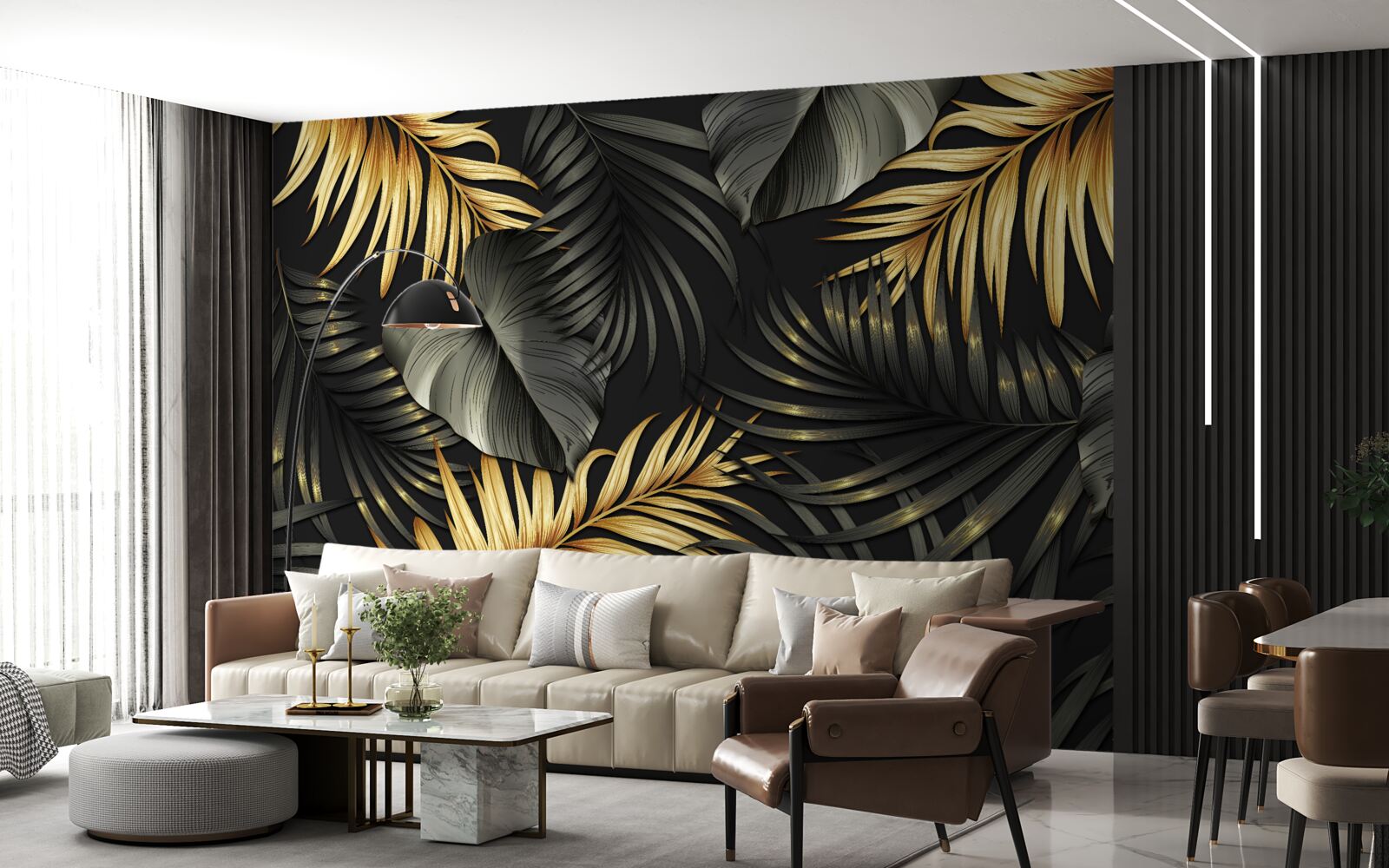 Papier peint des branches parsemées de feuilles vertes