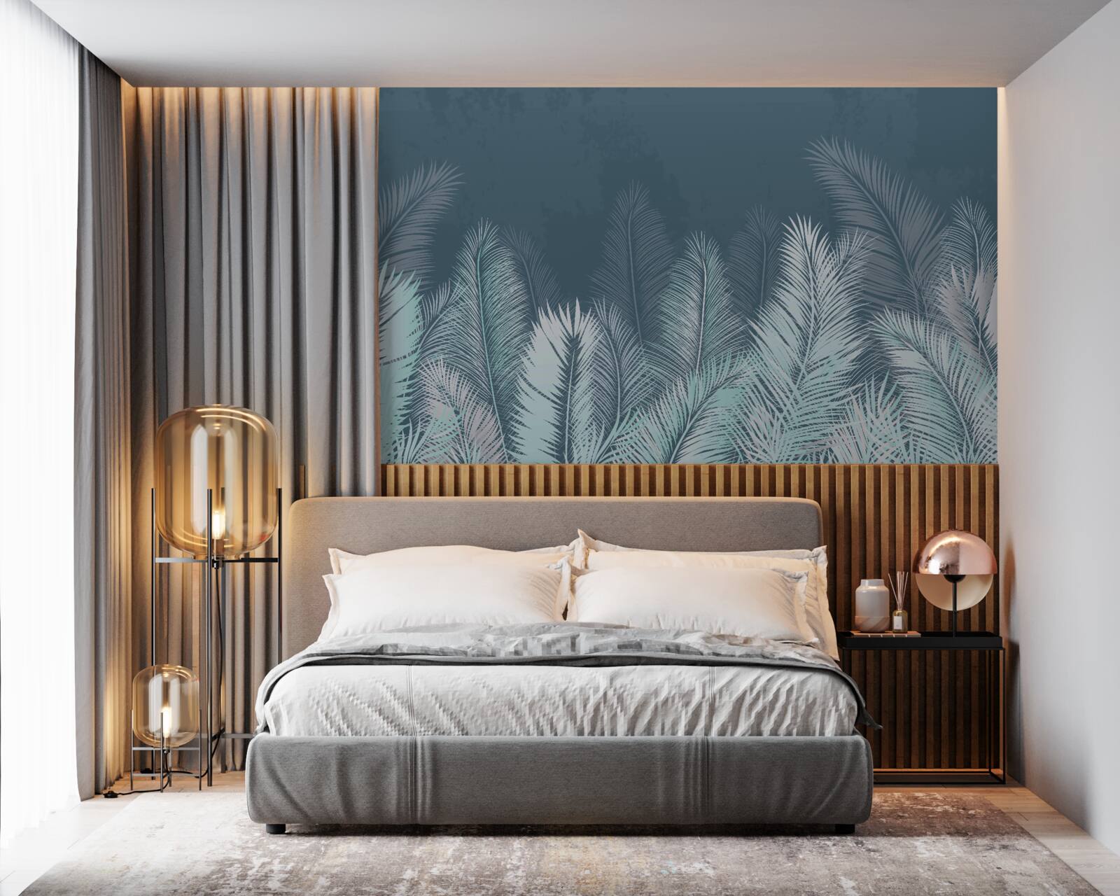 Papier peint feuilles de palmier étendues