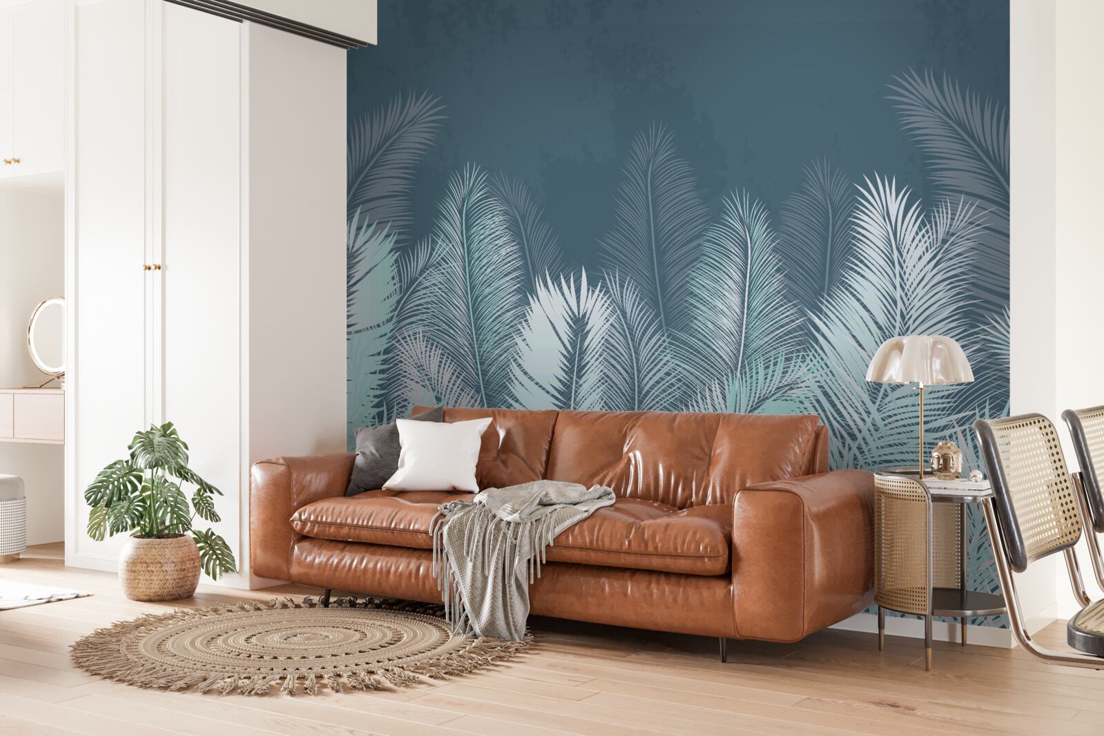 Papier peint feuilles de palmier étendues