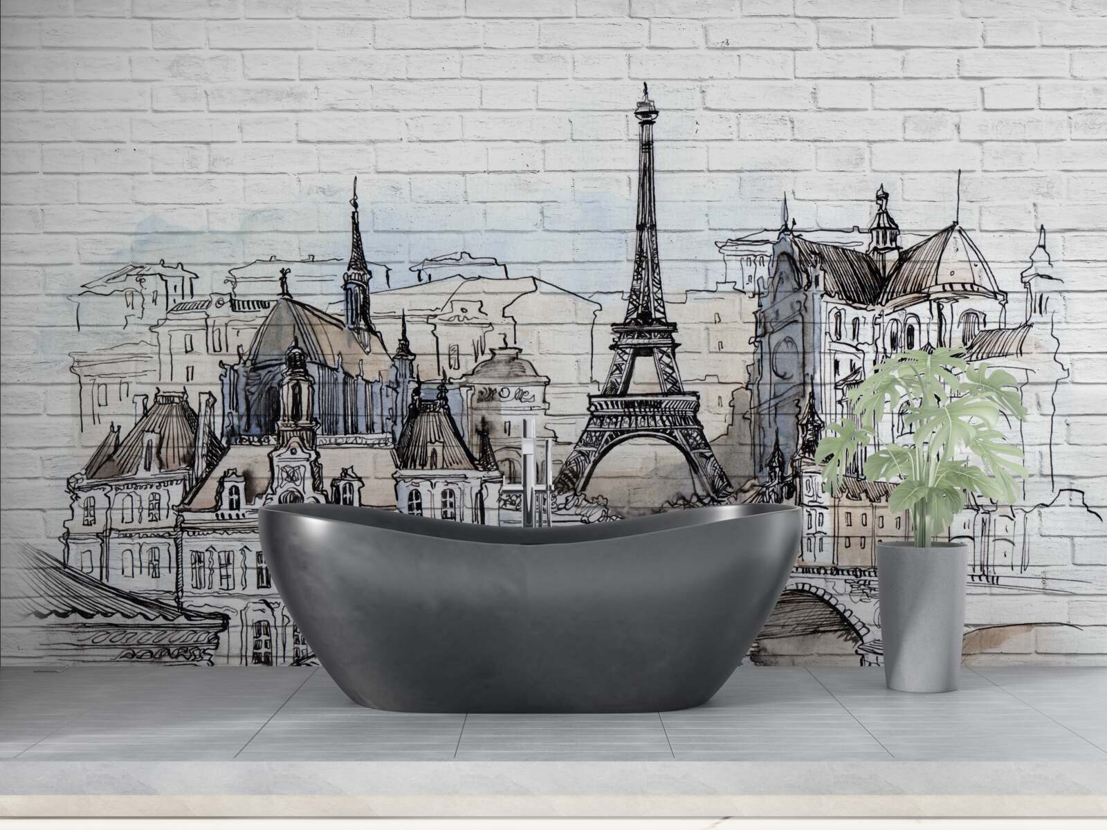 Papier peint ville de briques