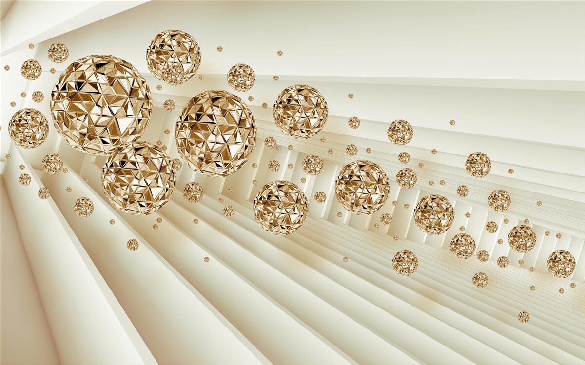 Papier peint boules d'or