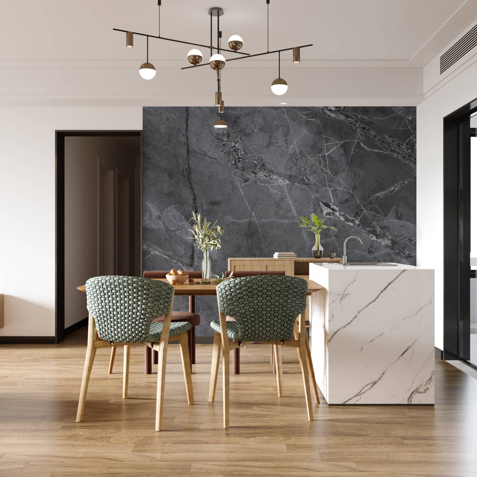 Papier peint marbre foncé