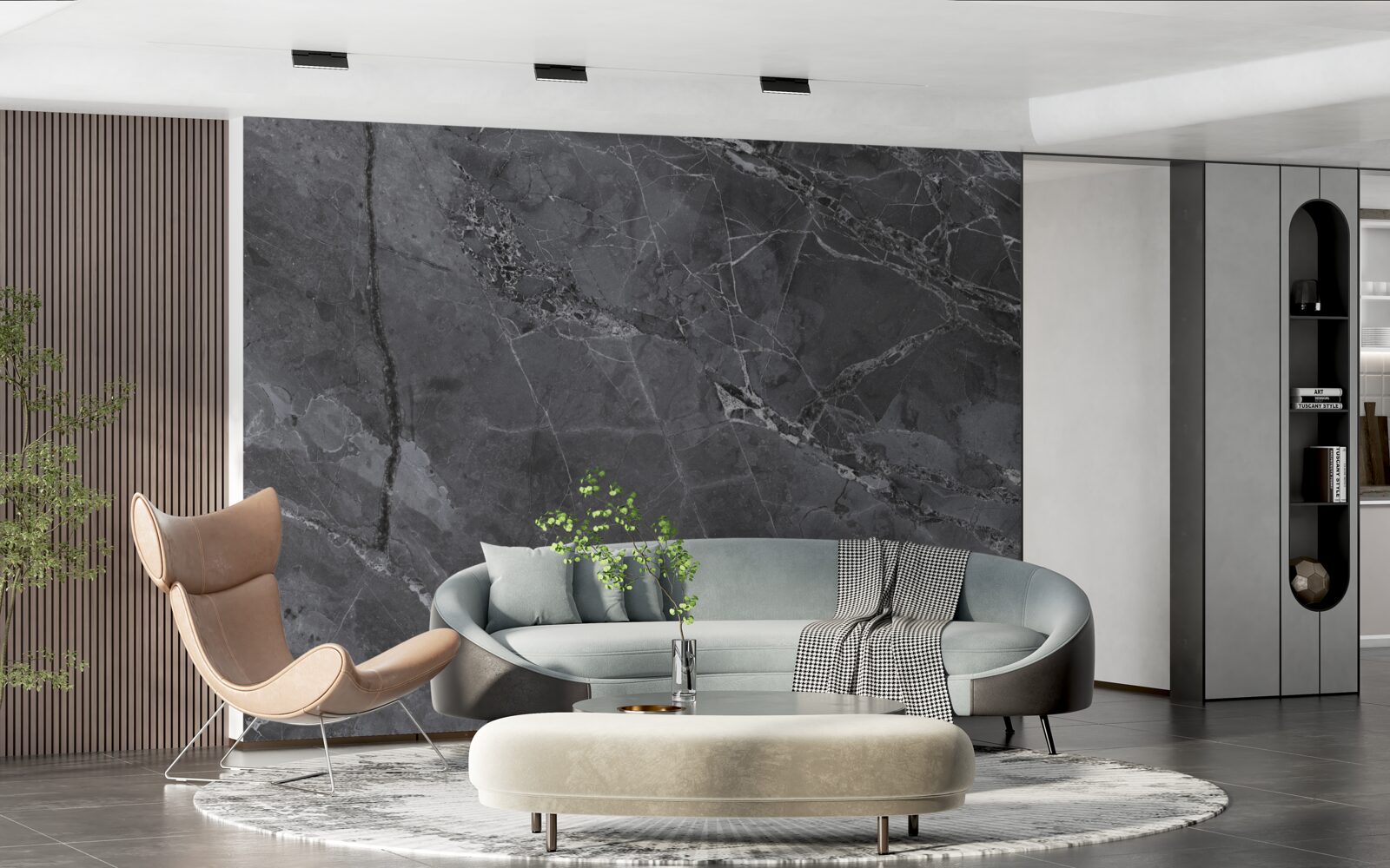 Papier peint marbre foncé