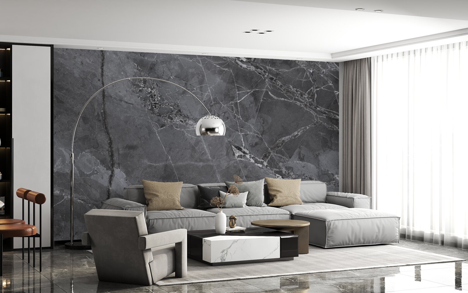 Papier peint marbre foncé