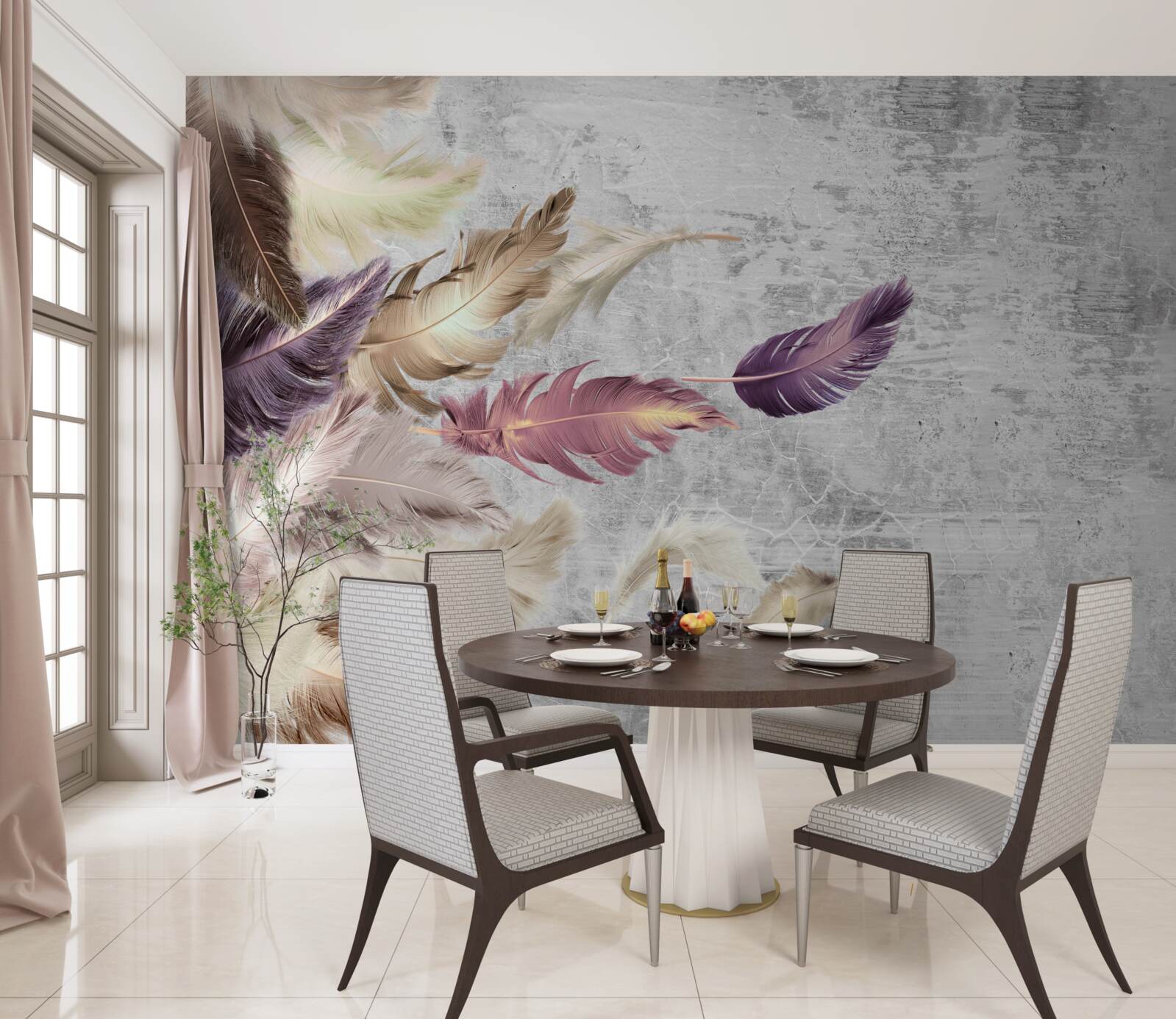 Papier peint papier peint avec plumes