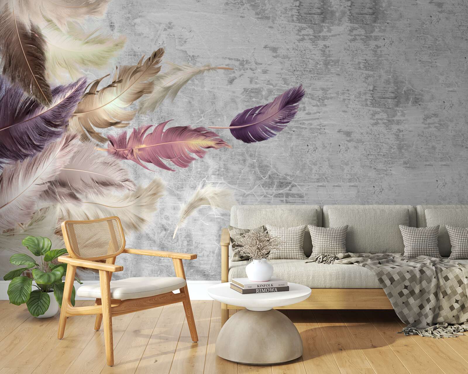 Papier peint papier peint avec plumes