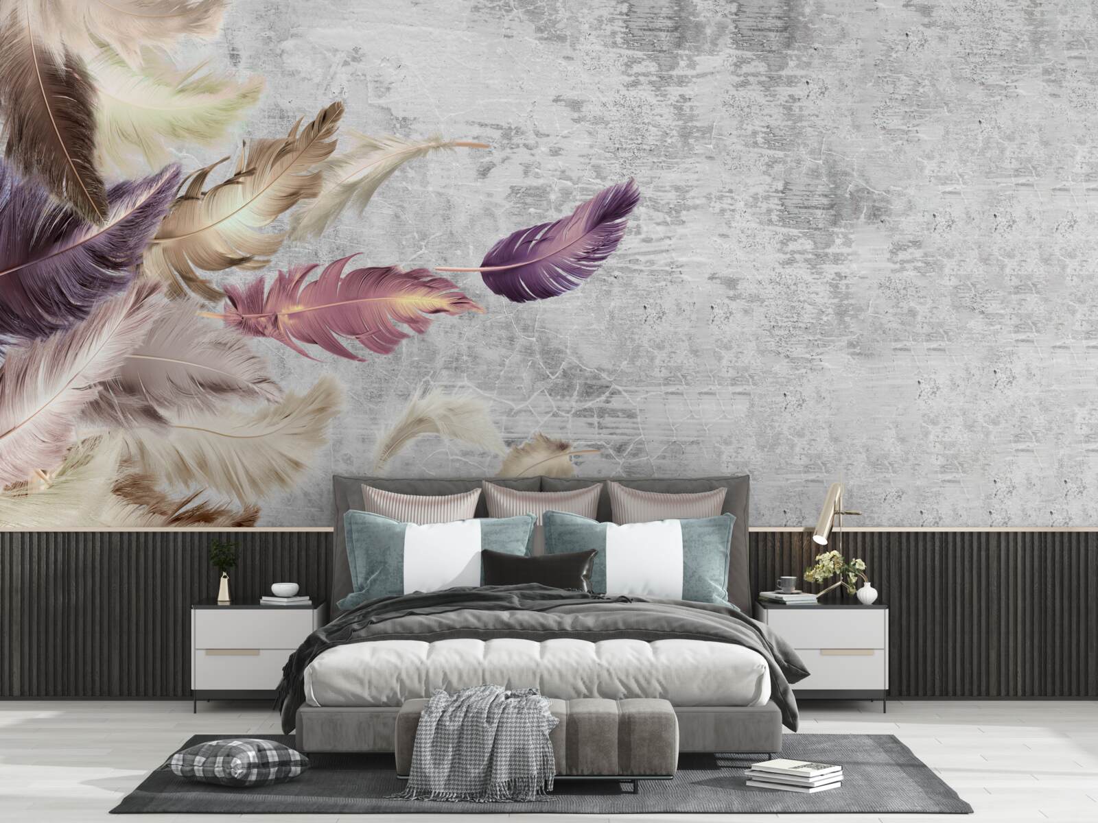 Papier peint papier peint avec plumes