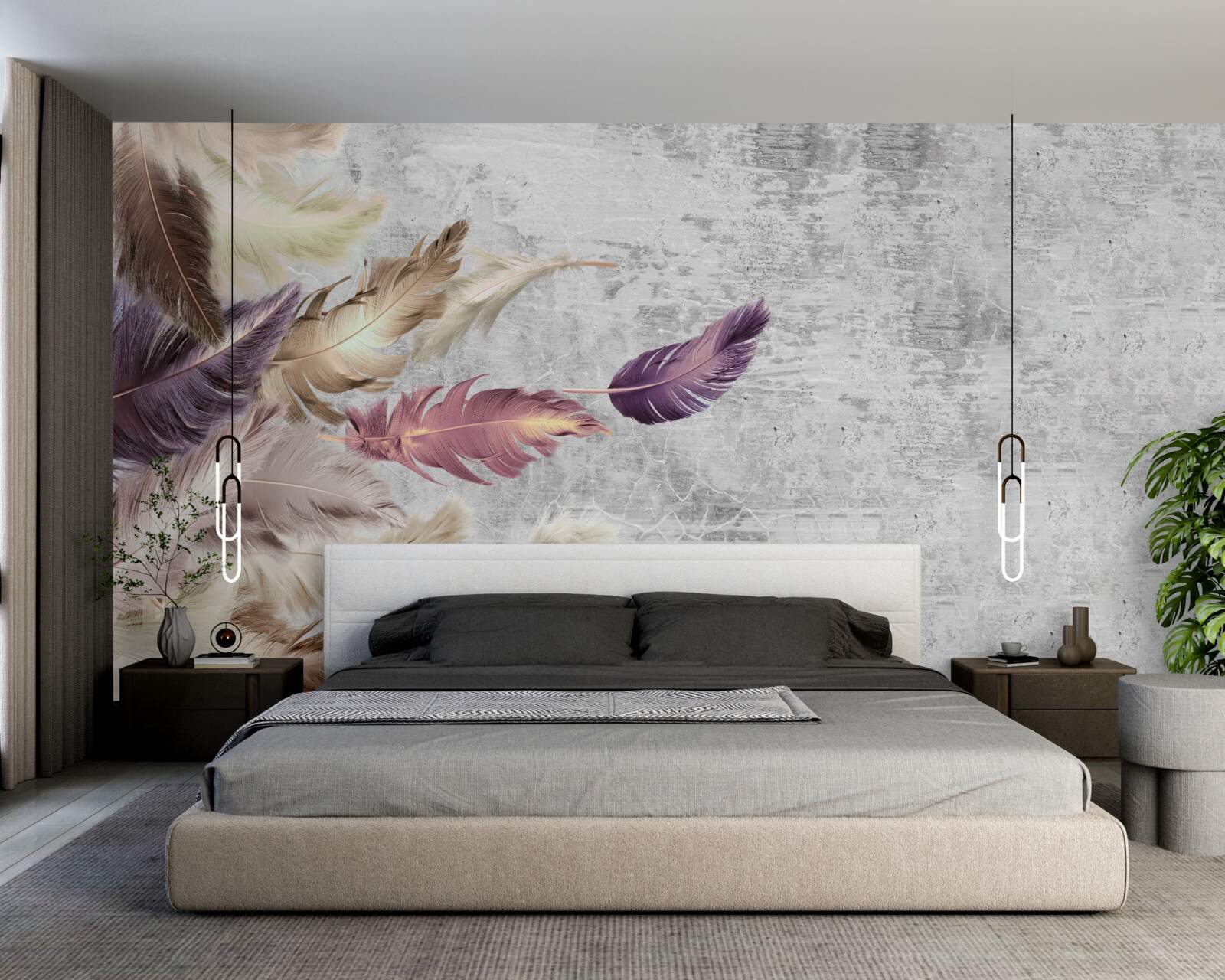 Papier peint papier peint avec plumes