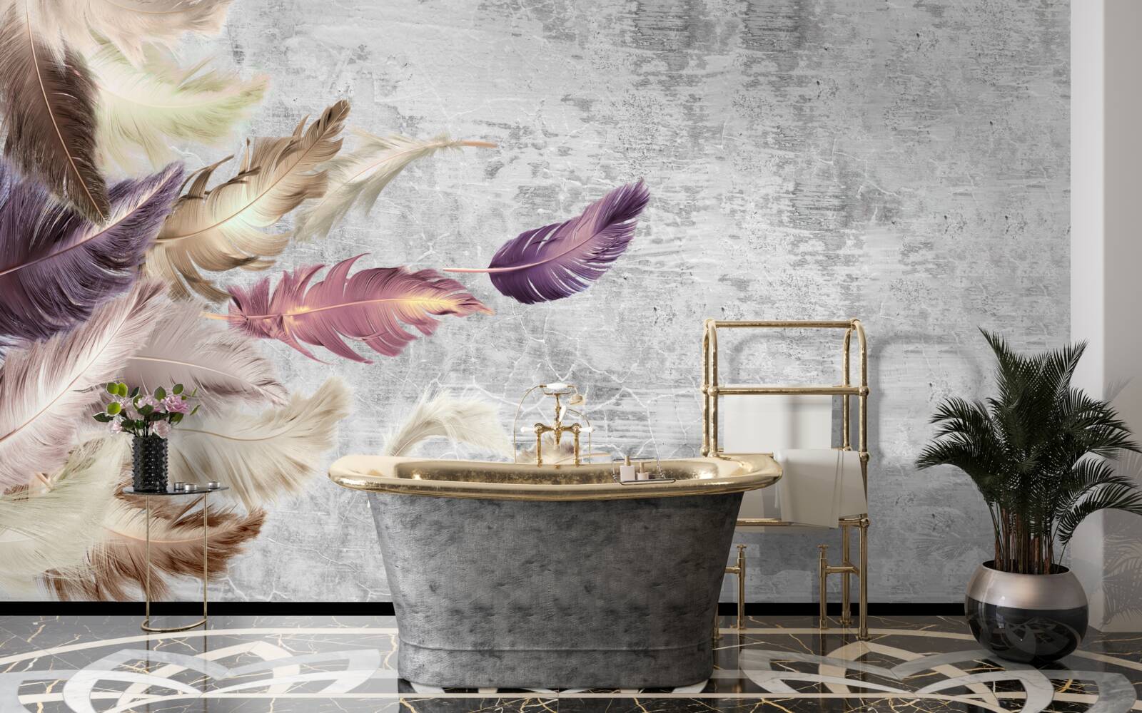 Papier peint papier peint avec plumes