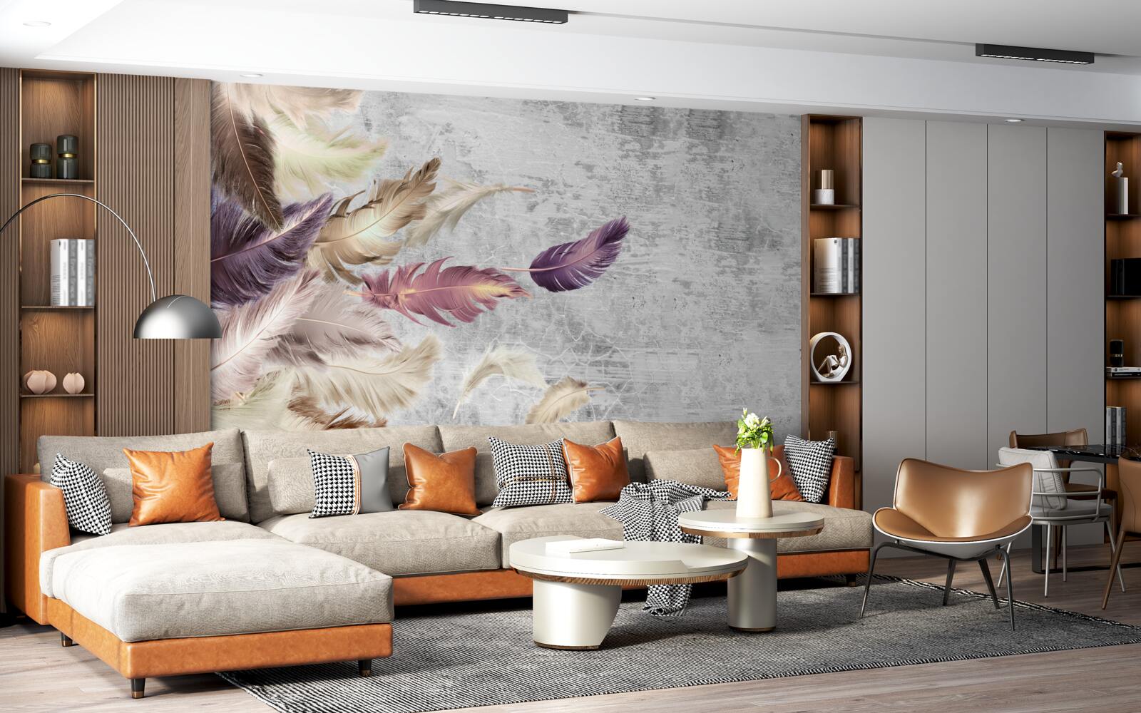 Papier peint papier peint avec plumes