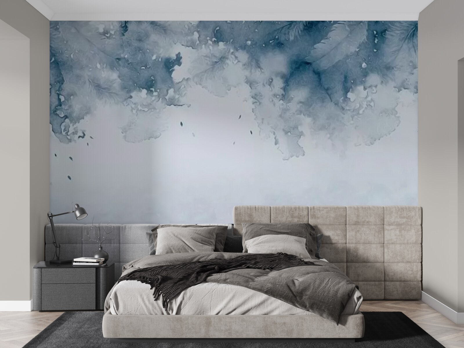 Papier peint mur bleu