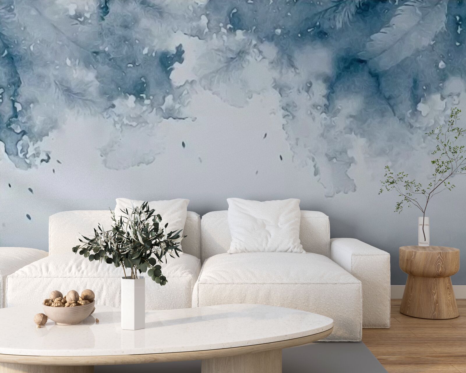 Papier peint mur bleu