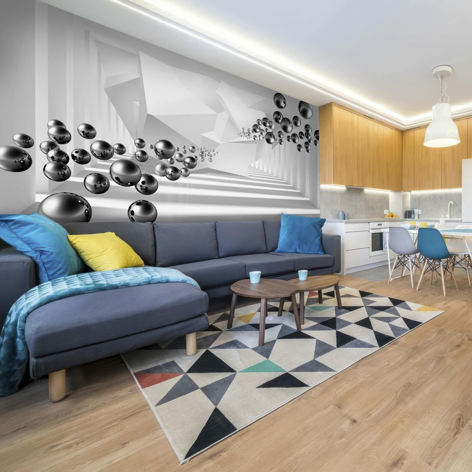 Papier peint billes métalliques