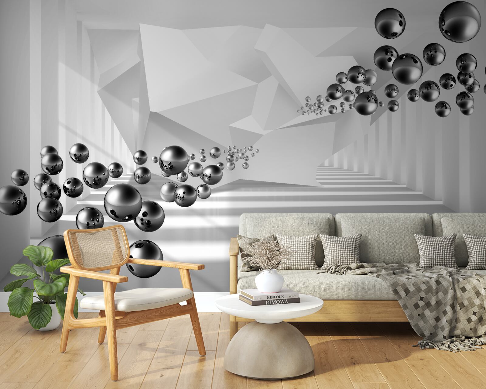 Papier peint billes métalliques