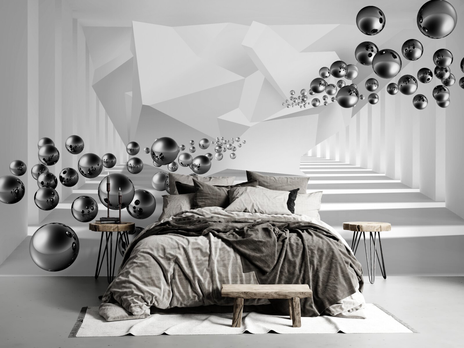 Papier peint billes métalliques