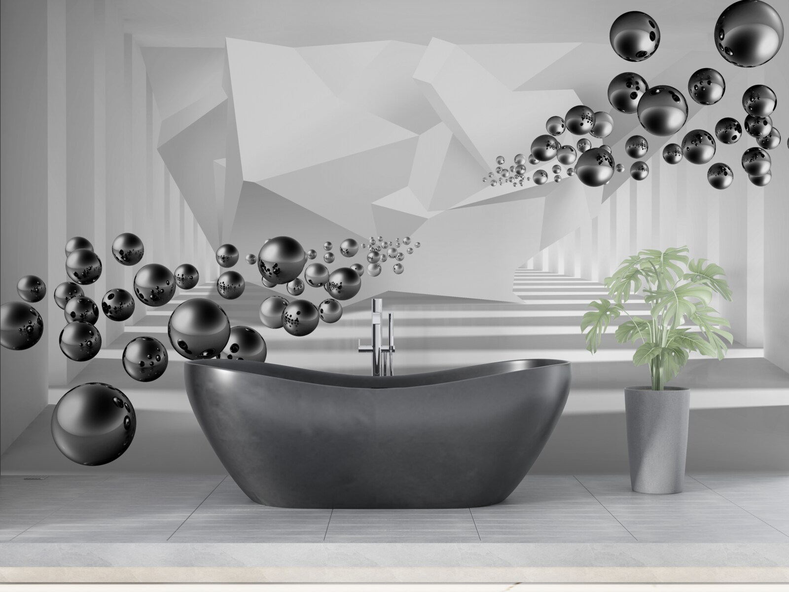 Papier peint billes métalliques