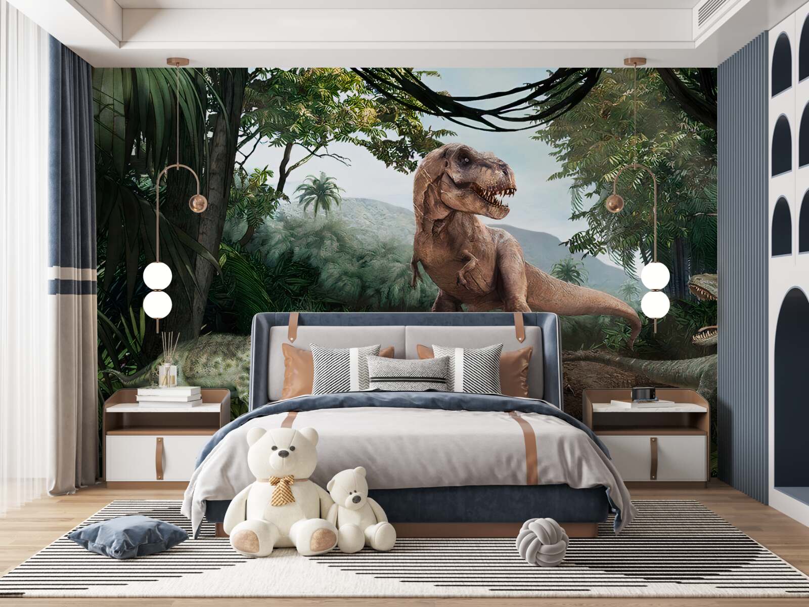 Papier peint vélociraptor, lézard de l'aube et lézard préhistorique