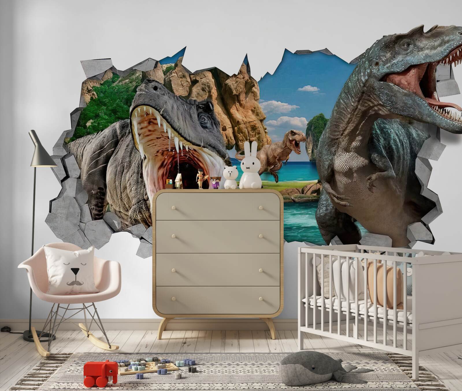 Papier peint figurine, dinosaure et jeux