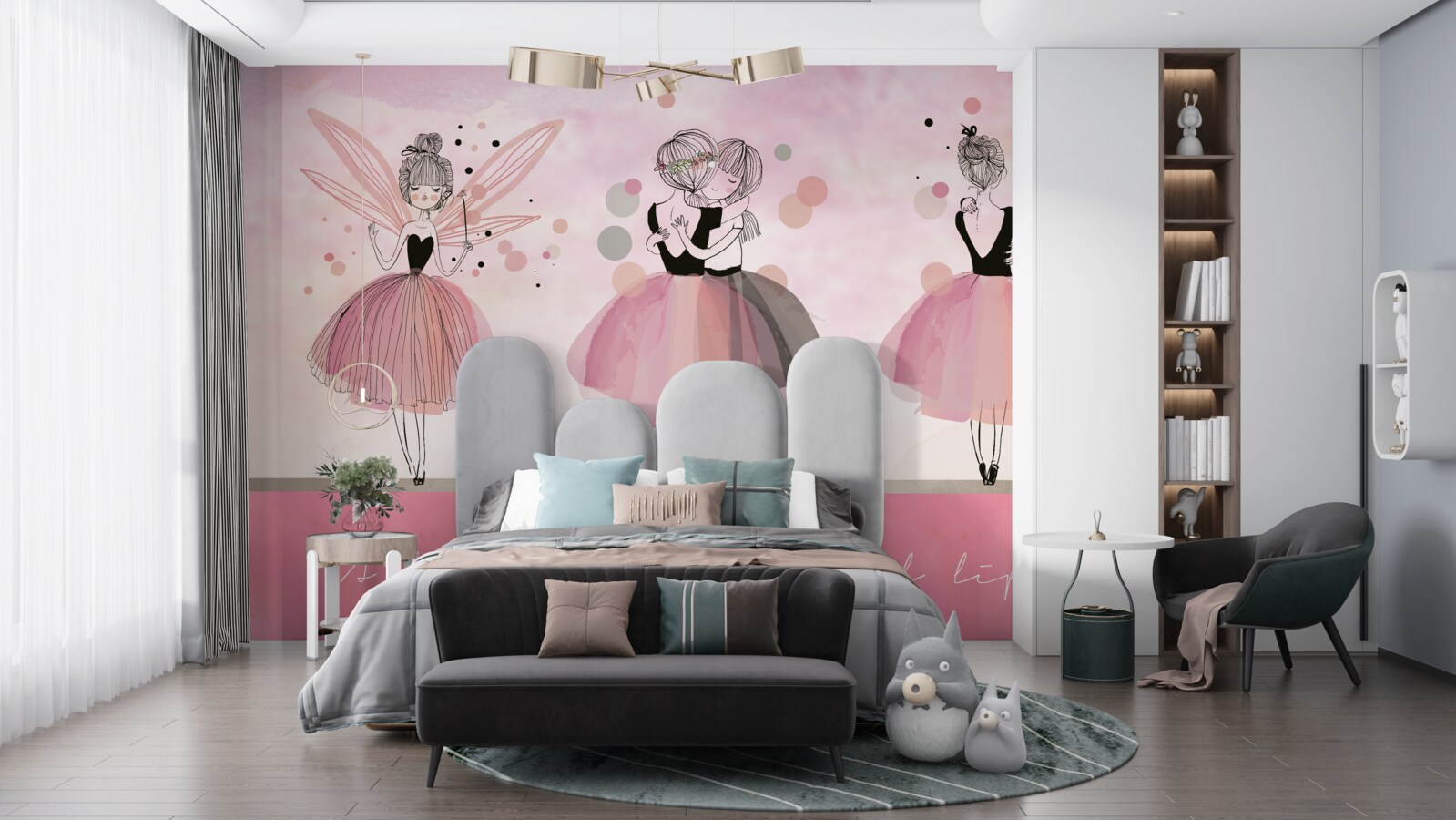 Papier peint robe et vêtements roses