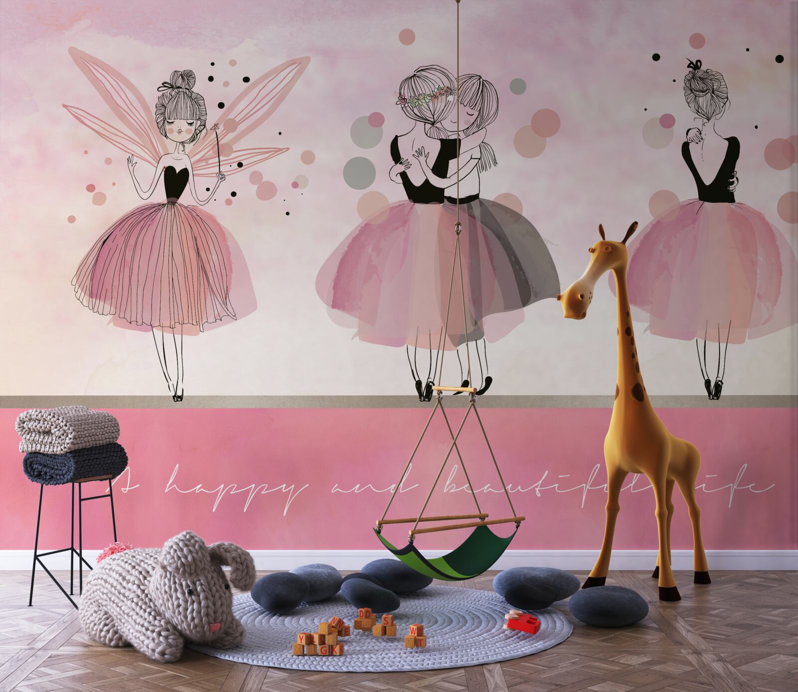 Papier peint robe et vêtements roses